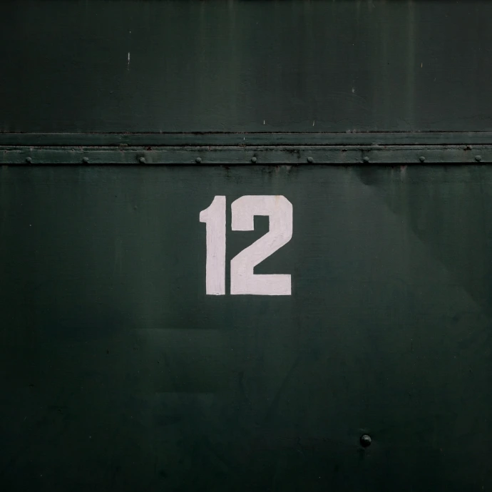 12-printed on black steel gate